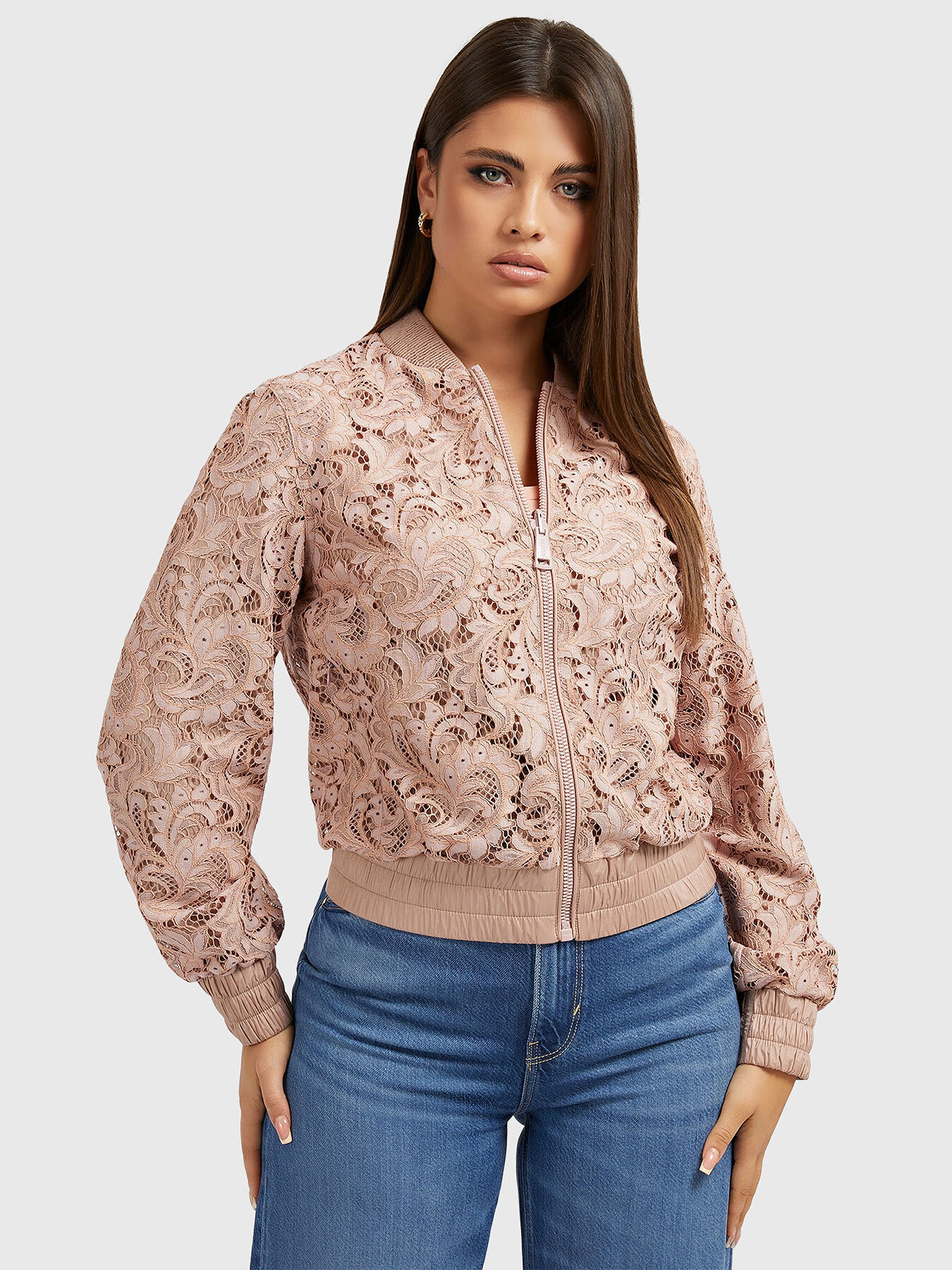 AISHA black bomber jacket brand GUESS Globalbrandsstore en