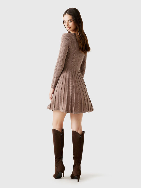 Knitted mini dress with long sleeves - 2