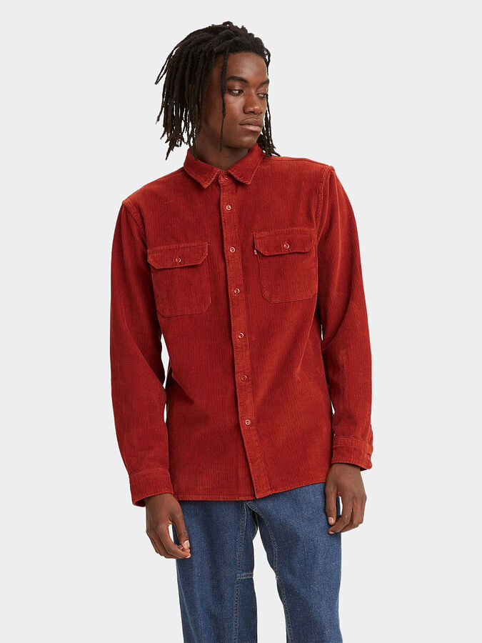 Red Denim Levi Strauss Denim Shirts Men's Solid Dyed Slim Fit Shirt