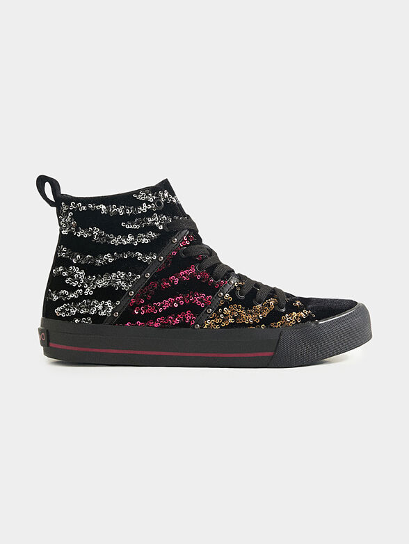 High top sneakers with sequins - 1