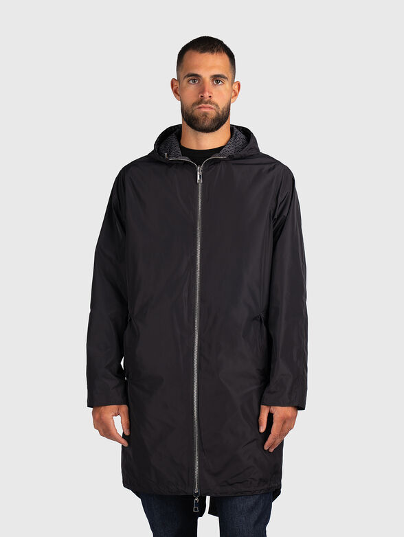 Double faced jacket with hood and pockets - 1