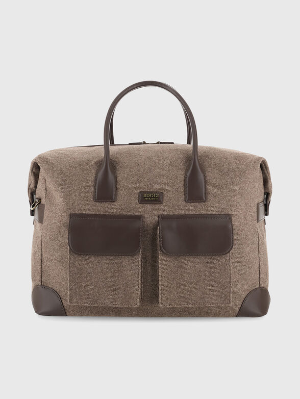 Duffle bag in leather and wool blend - 1
