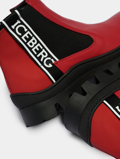 Red leather ankle boots - 5