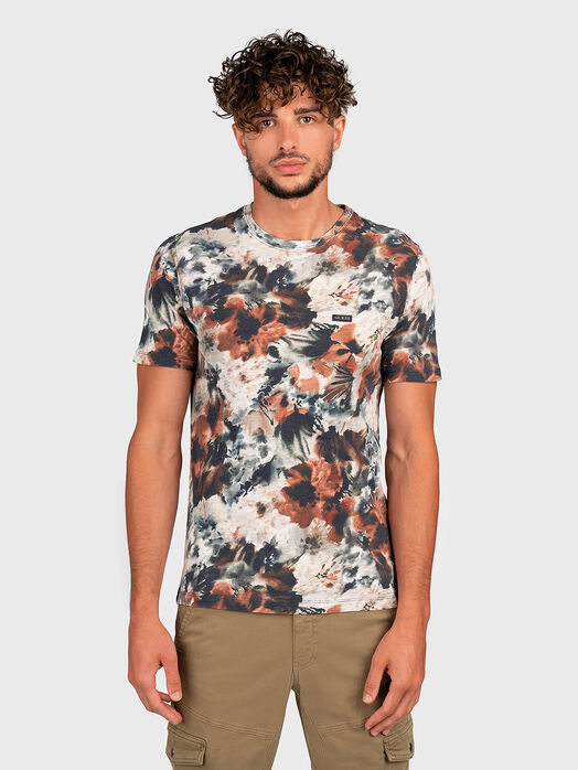 Cotton T-shirt with floral art print