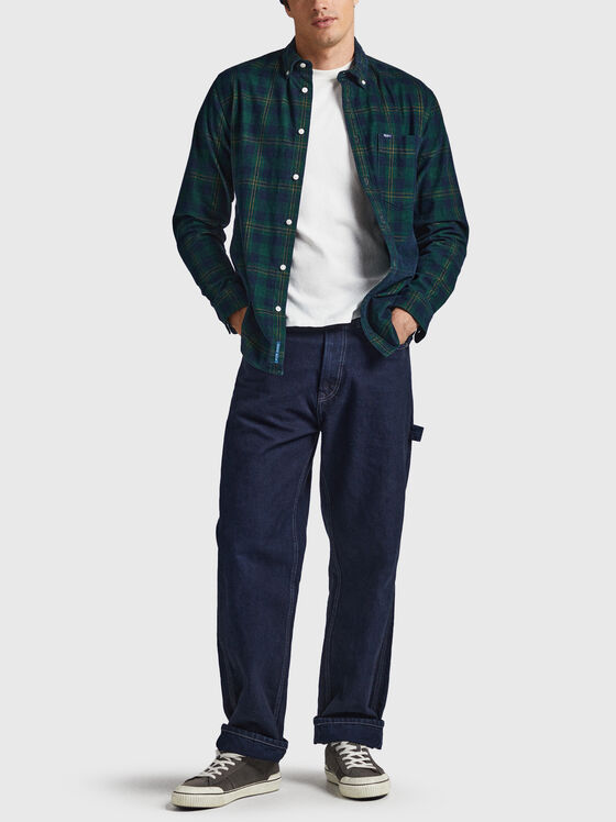 Памучна риза с кариран принт  - 2