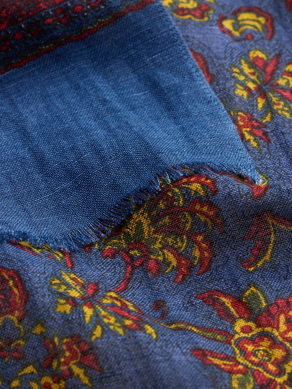 Linen-blend scarf with a floral pattern - 2