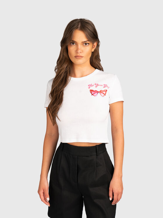 Памучна тениска в бял цвят - 1