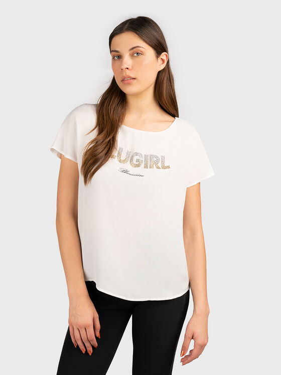 T-shirt with rhinestone logo  - 1