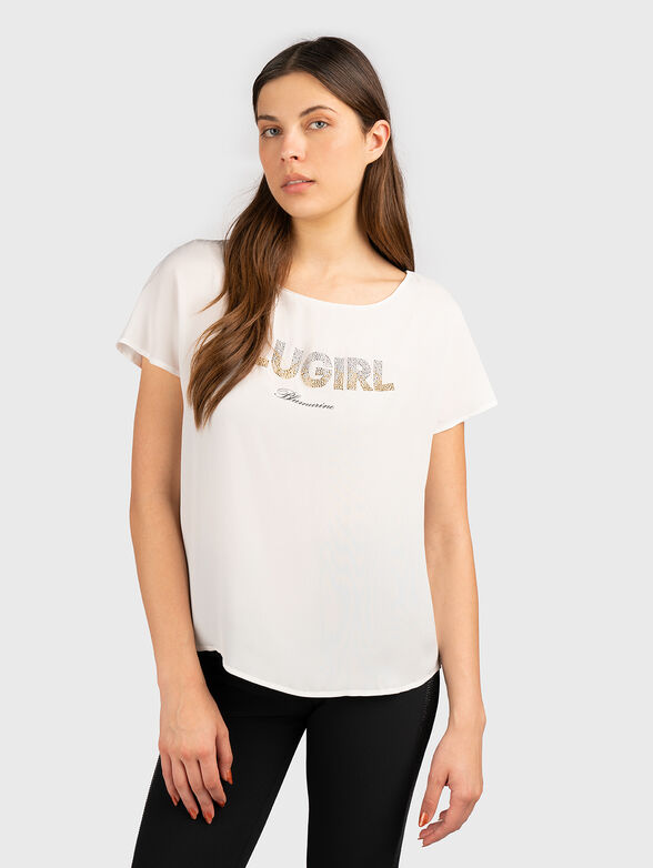 T-shirt with rhinestone logo  - 1