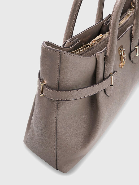 Beige handbag with logo detail - 4