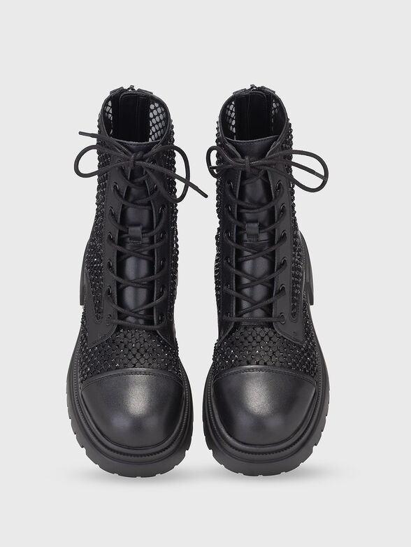 Leather boots with rhinestones - 6