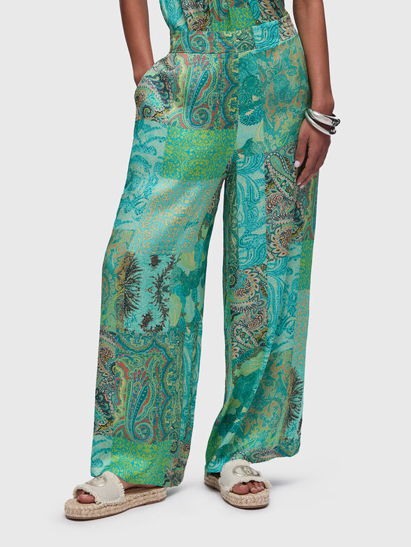 Satin pants with paisley print - 1