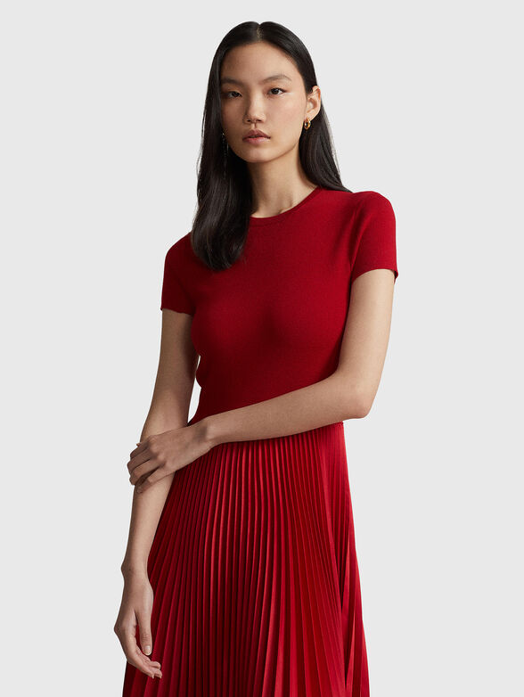 Red pleated dress - 4