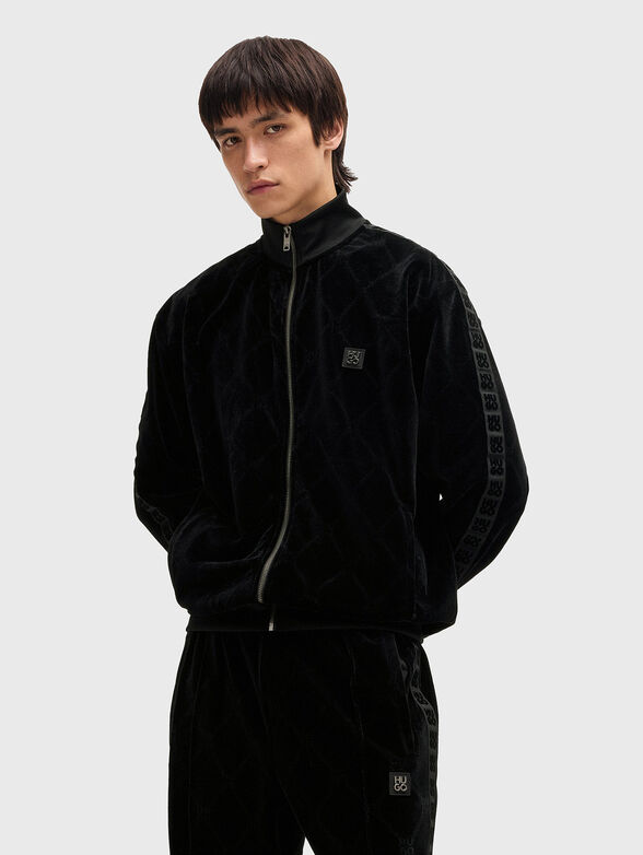 Velvet sweatshirt with monogram - 1