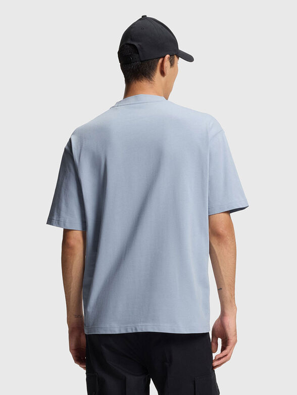 Cotton T-shirt with oval neckline in beige - 3