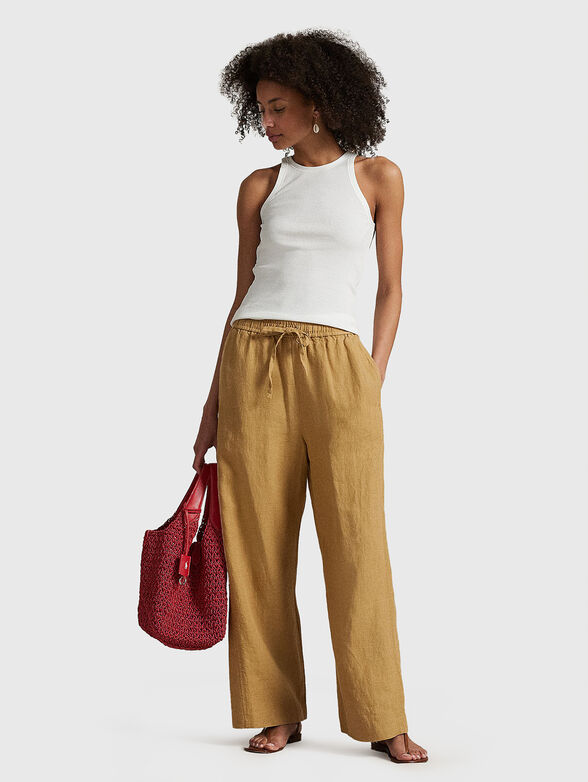Linen trousers in beige color - 4