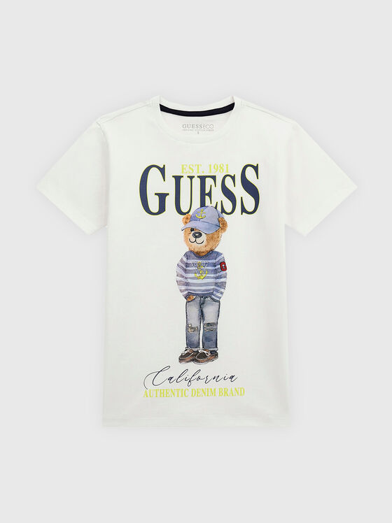 Navy blue logo print t-shirt - 1
