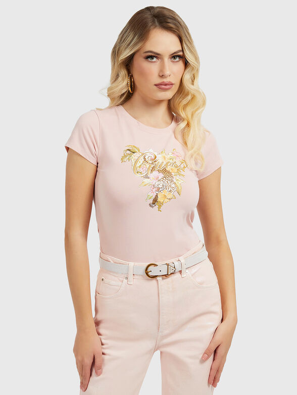 Pink T-shirt with accent print - 1
