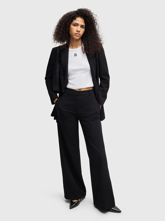 Памучна тениска с овално деколте и лого - 2