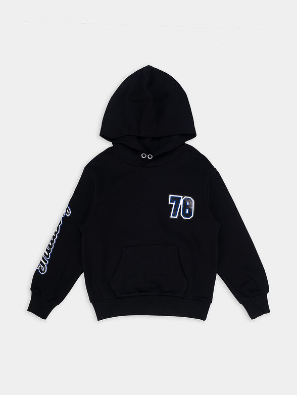 Black sweatshirt with hood and logo - 1