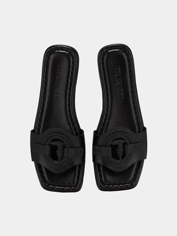 Leather sandals with logo accent - 6
