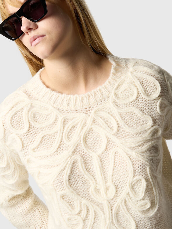 Oversized crew neck sweater with embroidery - 4