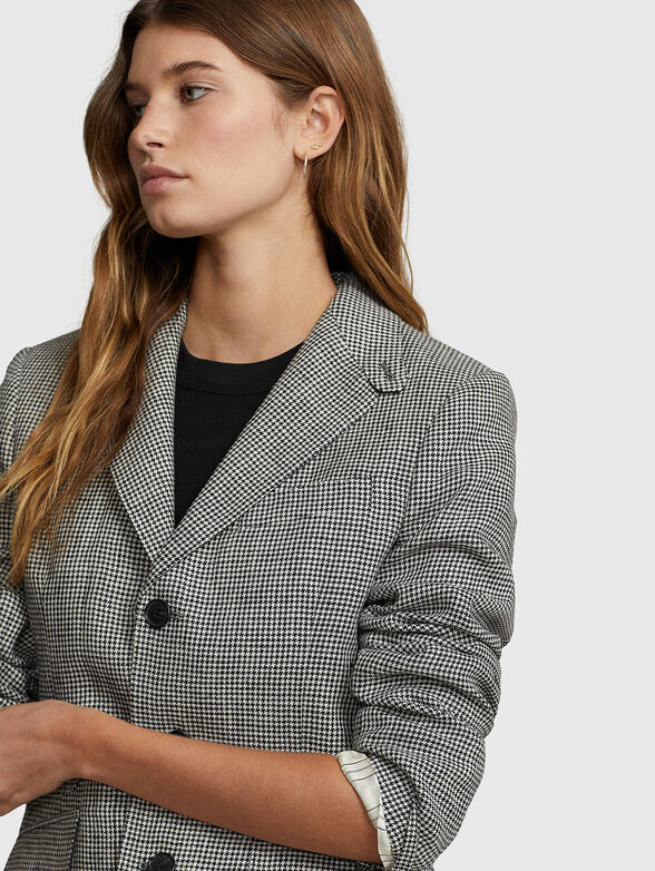 Cotton blazer with houndstooth pattern - 4