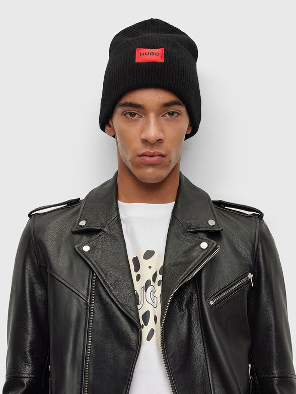Wool blend hat with contrast logo - 2