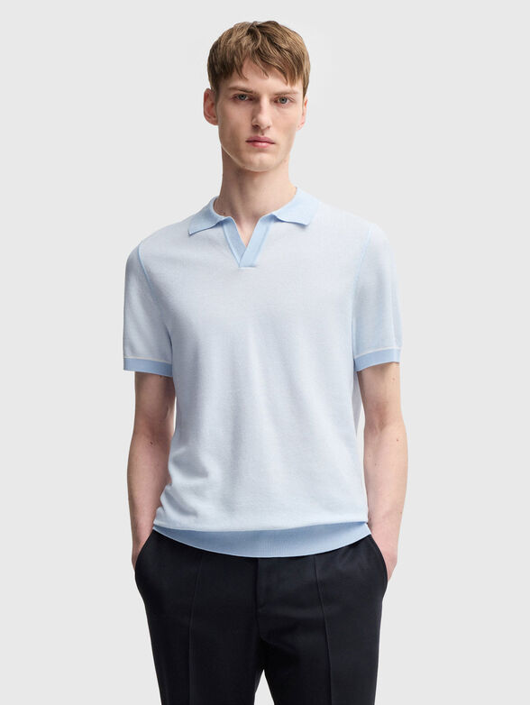 Cotton polo shirt in blue - 1