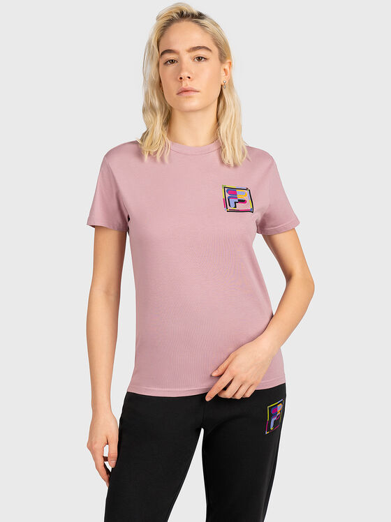Розова тениска BELLUNO с лого акцент - 1