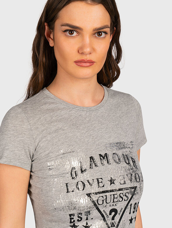 VARENNA black cotton T-shirt with logo print - 4