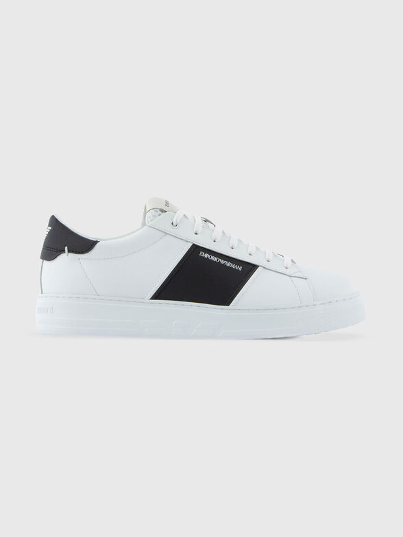 Leather sports shoes with logo - 1