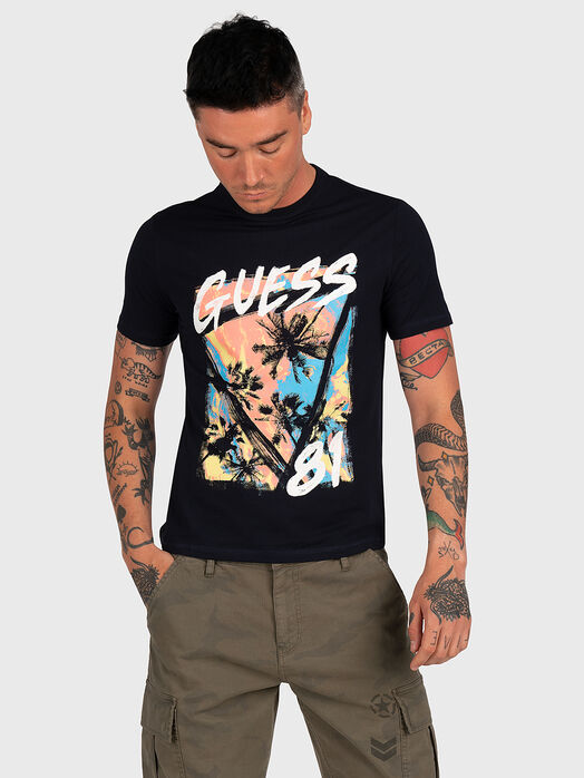 Dark blue T-shirt with maxi print