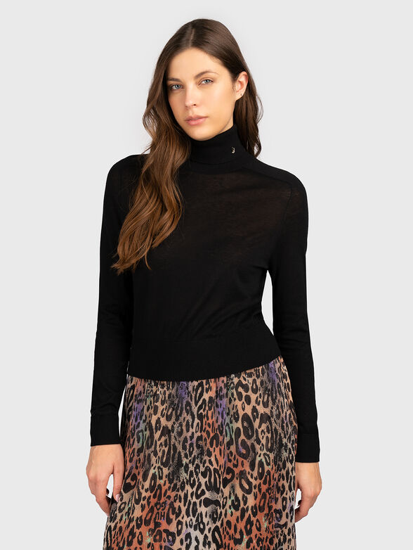 Sweater with logo detail on the neck  - 1