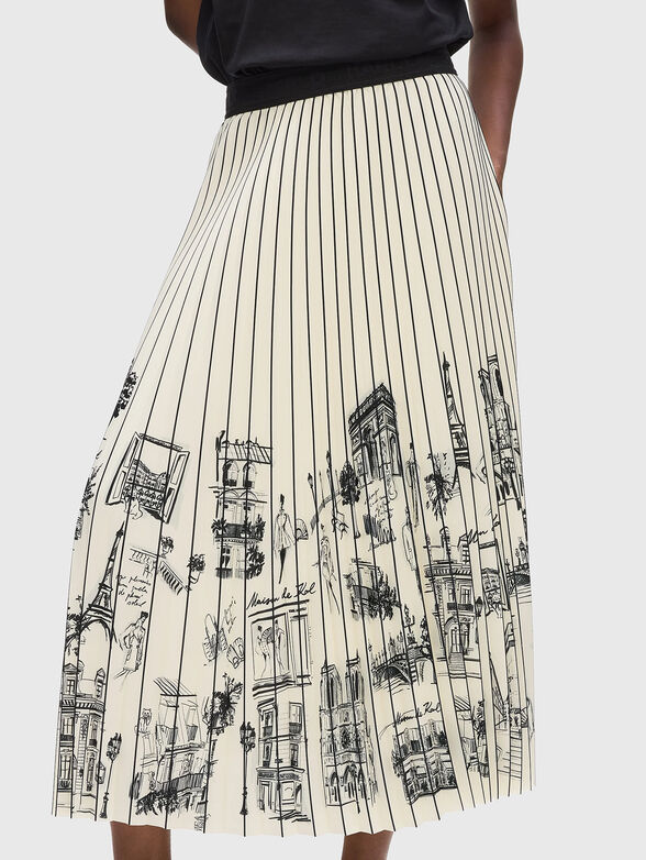 Midi pleated skirt with print - 3