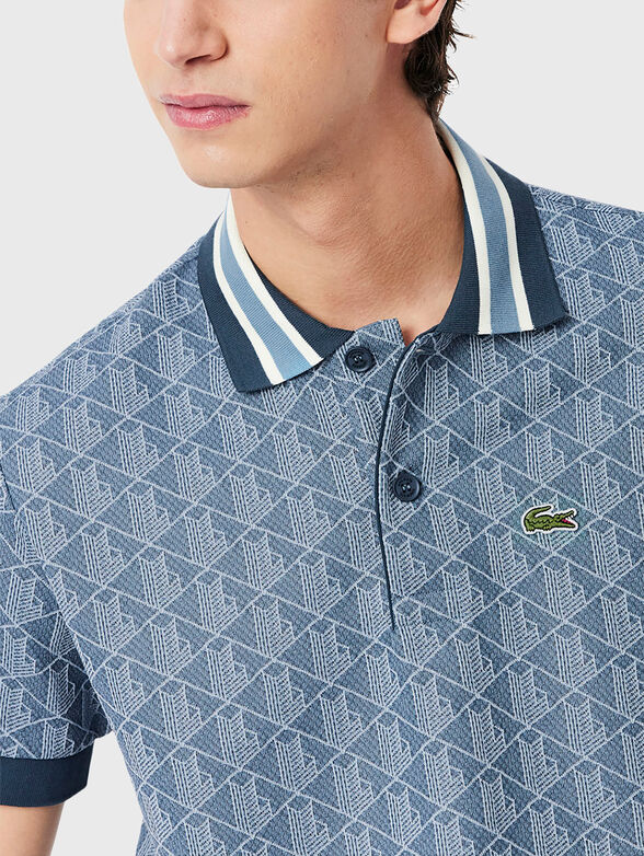 Polo shirt with accent collar in green - 4