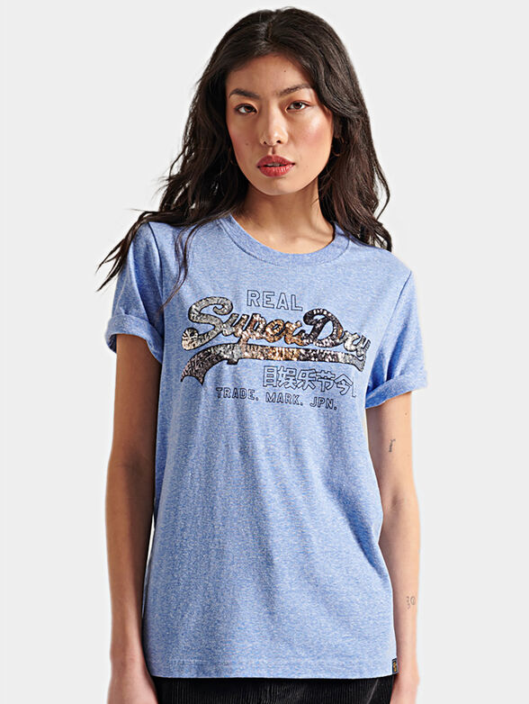 Blue T-shirt with sequins - 1