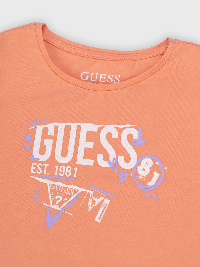 Orange T-shirt with contrasting logo element - 3