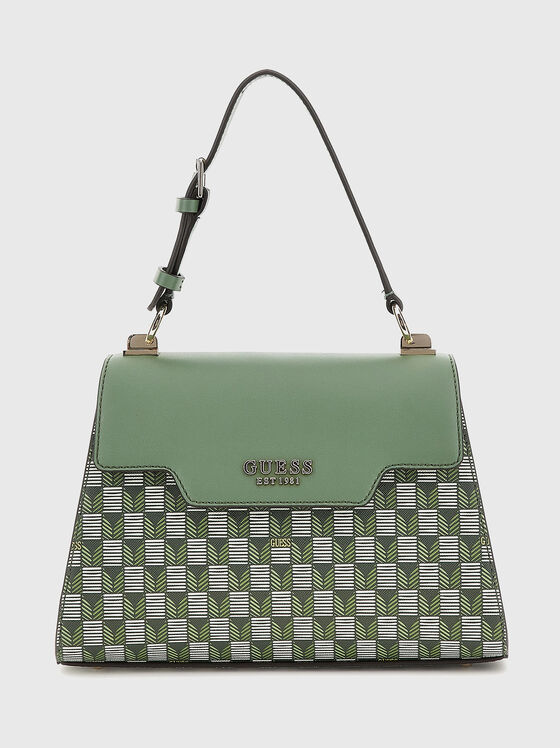 Чанта с монограмен принт в зелен цвят - 1