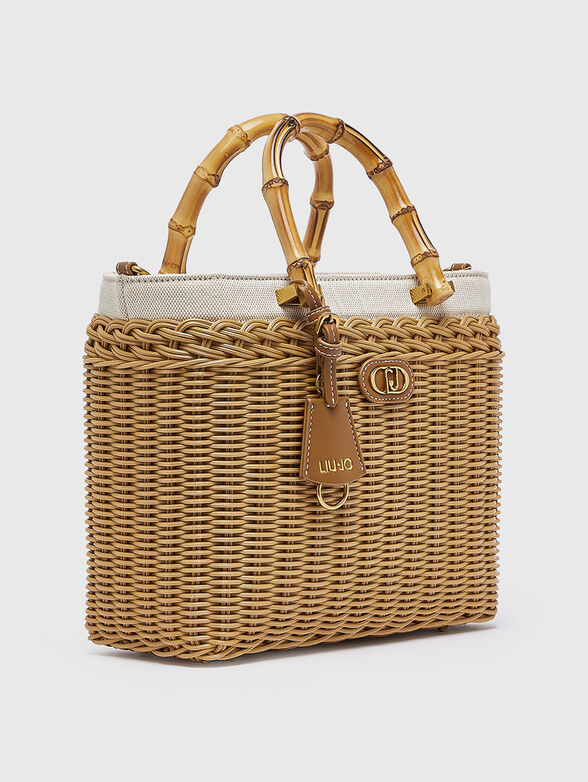 Small raffia bag with logo detail - 3