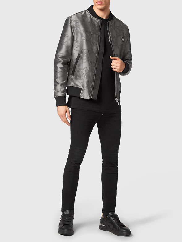 Jacquard bomber jacket in silver - 2