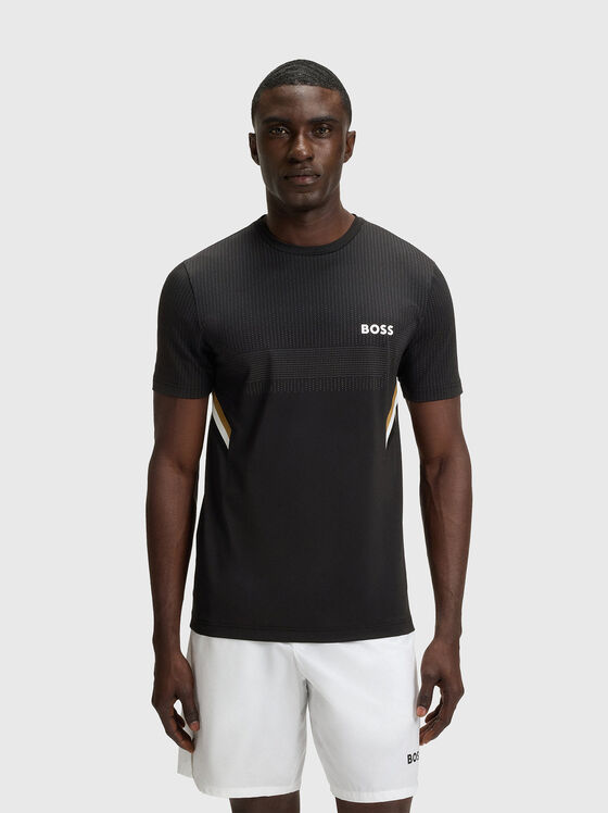 T-shirt with oval neckline and logo - 1