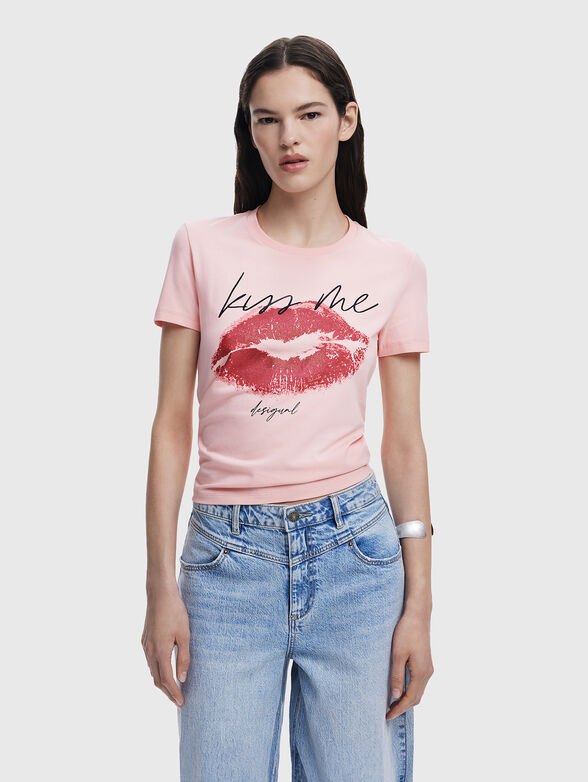 T-shirt in pink with print - 1