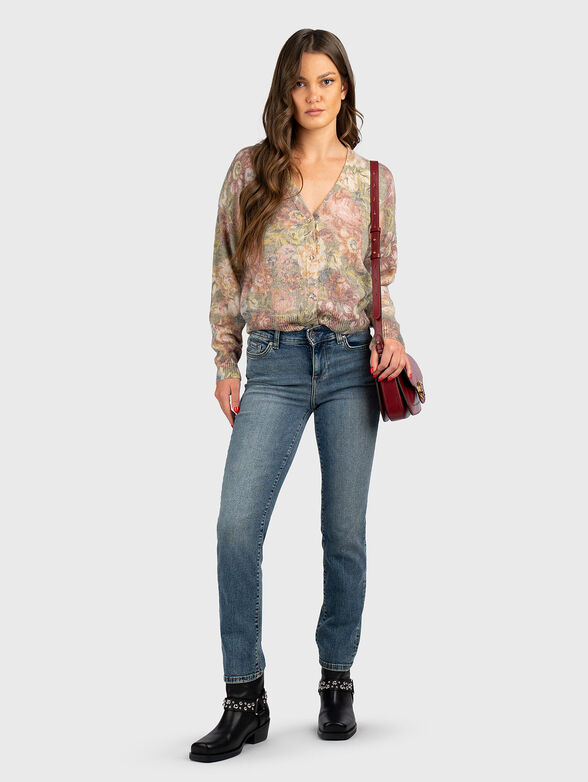 Wool blend cardigan with animal print - 2