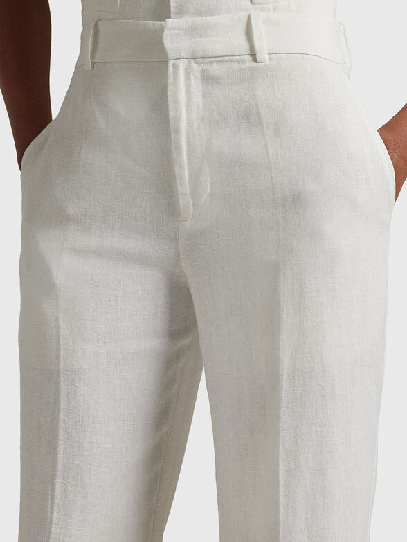 High waisted straight linen trousers - 3