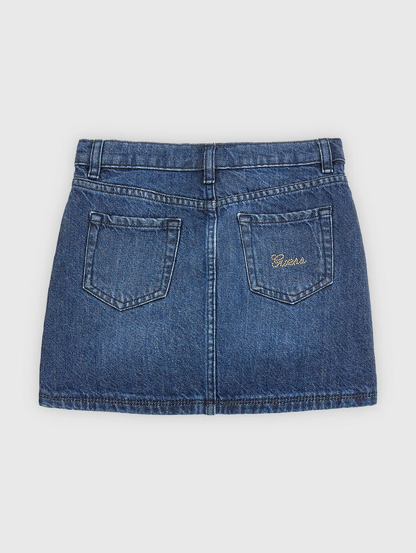 Denim skirt with appliqued rhinestones - 2