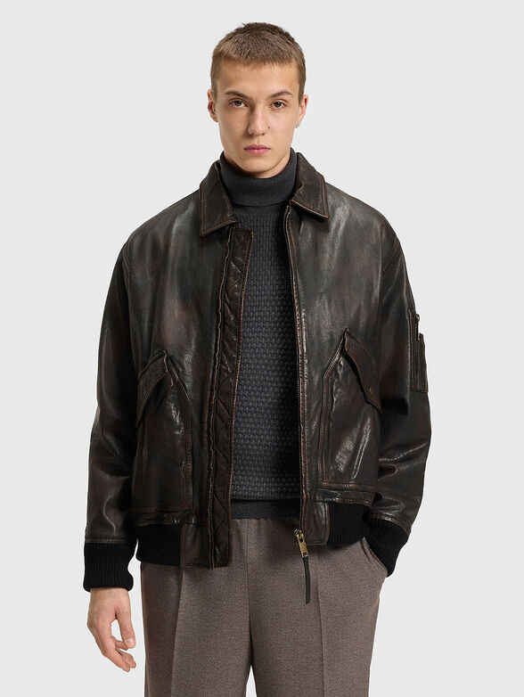 Leather jacket with pockets - 1