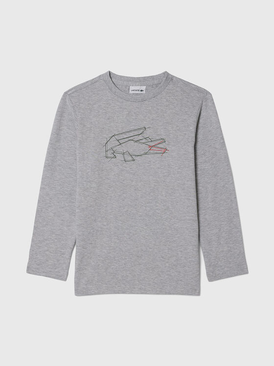 Gray long sleeve blouse - 1