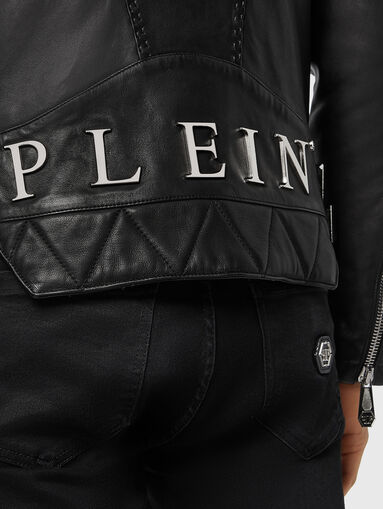 ICONIC P leather biker jacket with logo on the back - 4