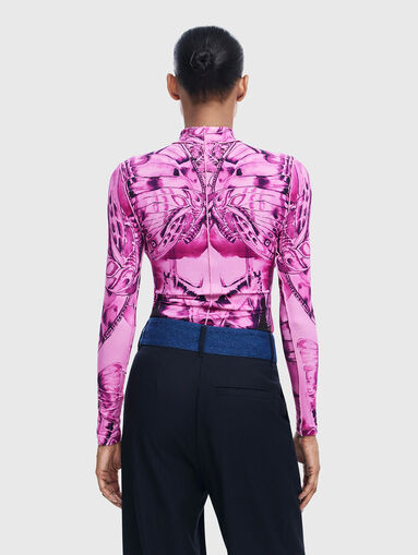 Print blouse with polo collar - 3